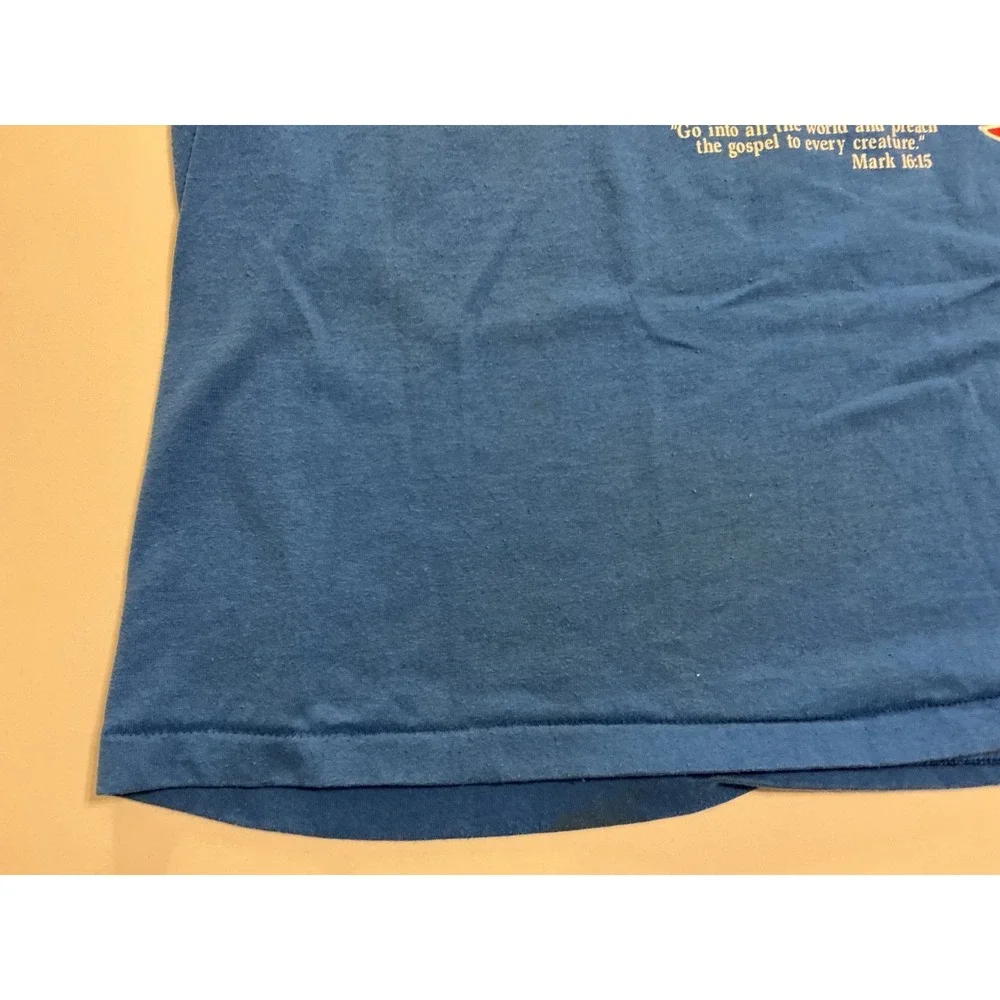 VTG USA Made‎ Single Stitch Christian Motorcycle Grunge T-Shirt Blue XXL Eagle
